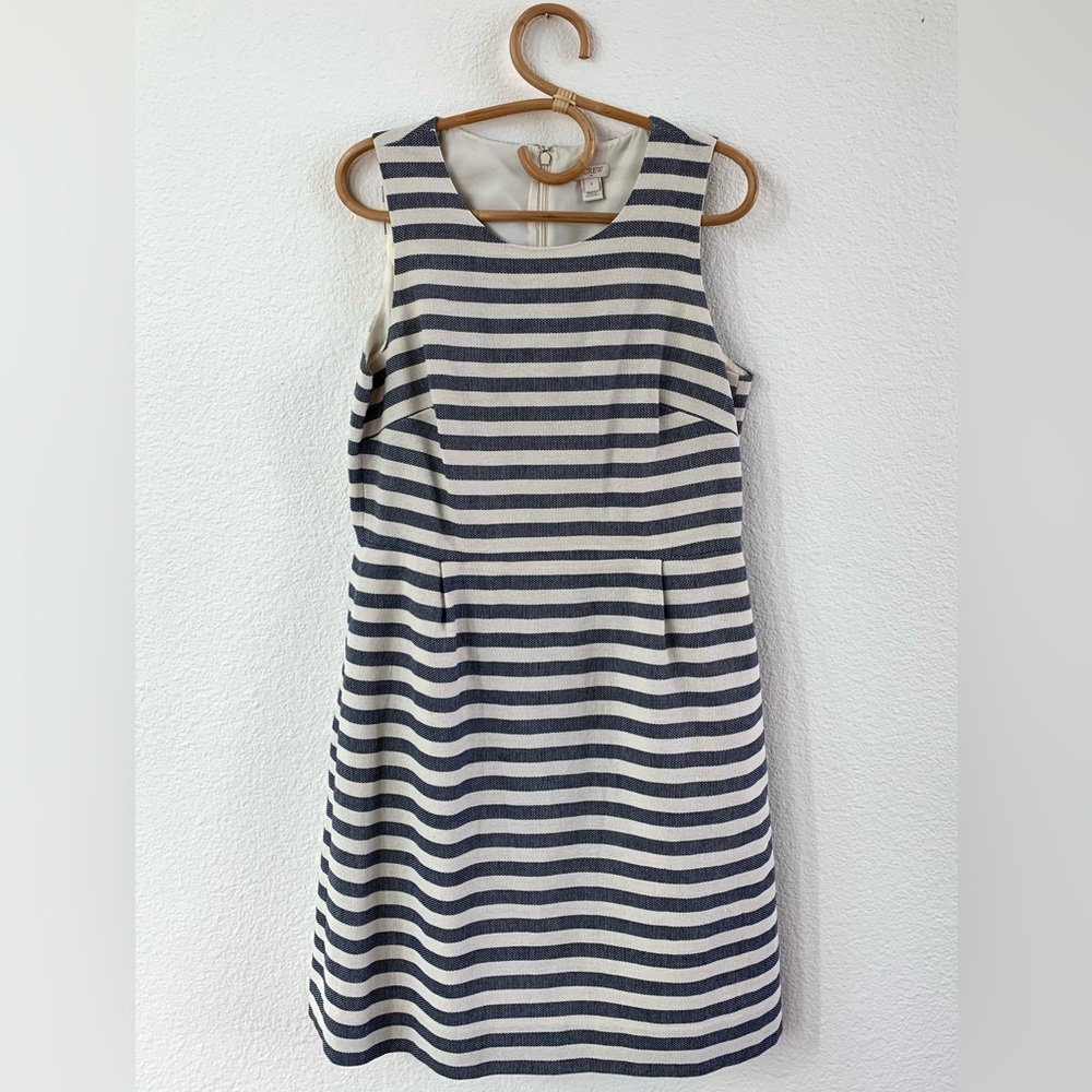 J.Crew Size 8 Blue White Striped Shift Dress